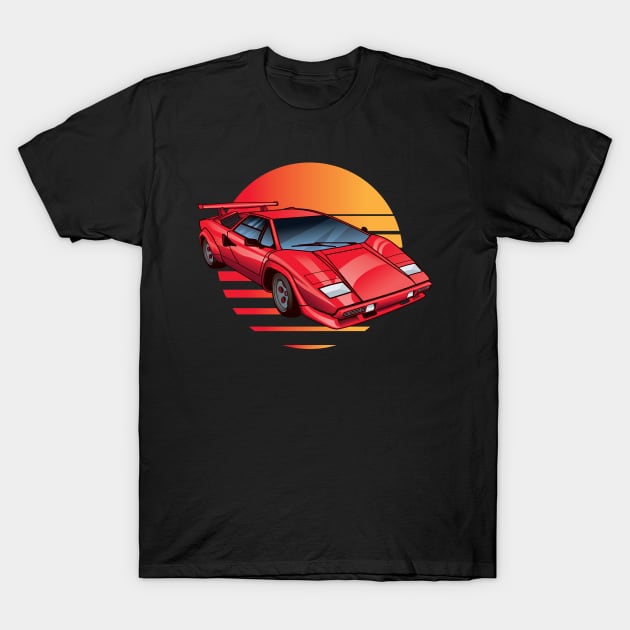 Red Lamborghini Countach T-Shirt by MiTs